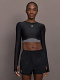 Train Long Sleeve Crop - Black