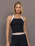 Colorblock Halter Tank in Melt - Black/White