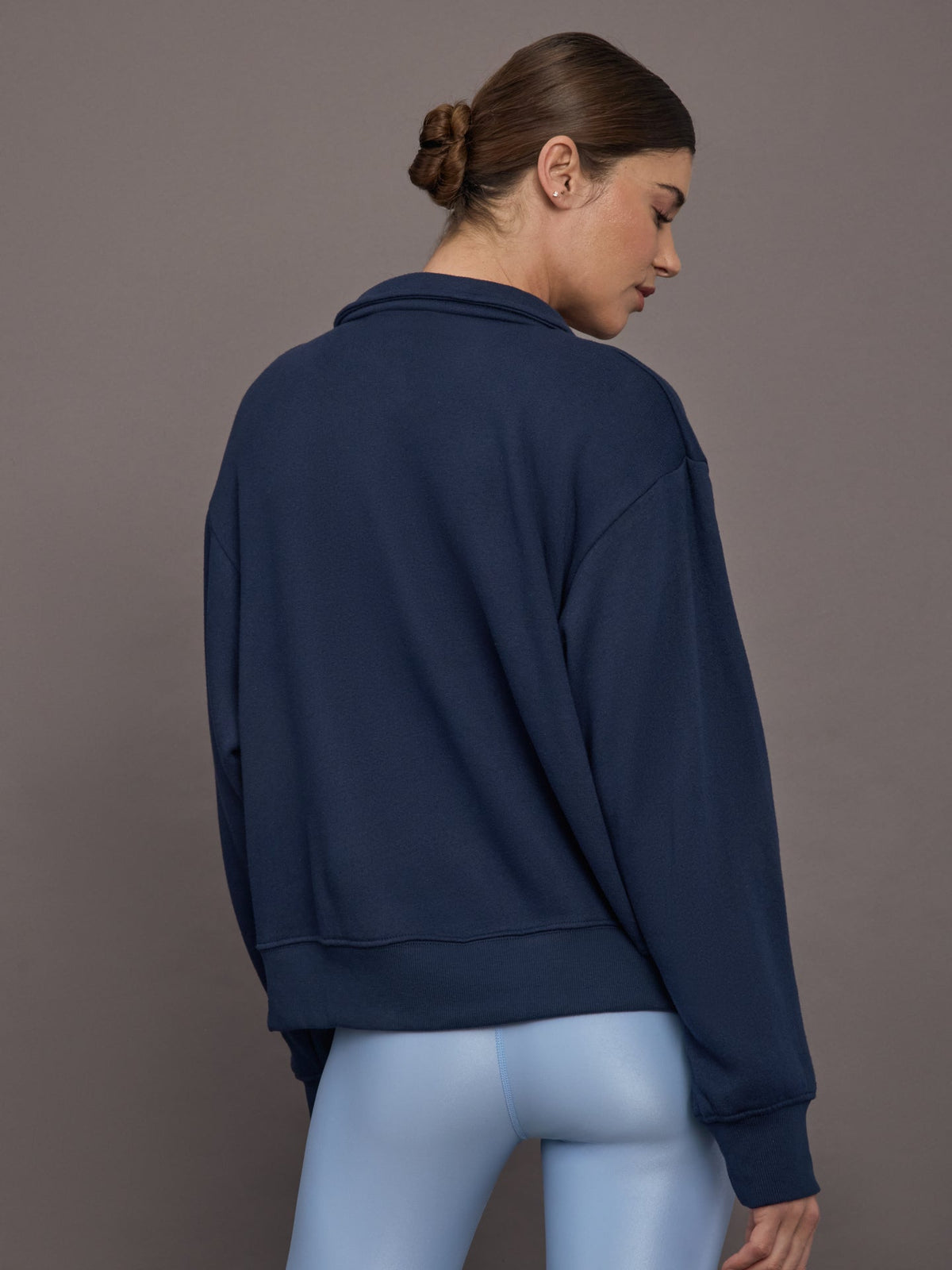 Johnny Collar Sweatshirt in French Terry - Navy Blazer