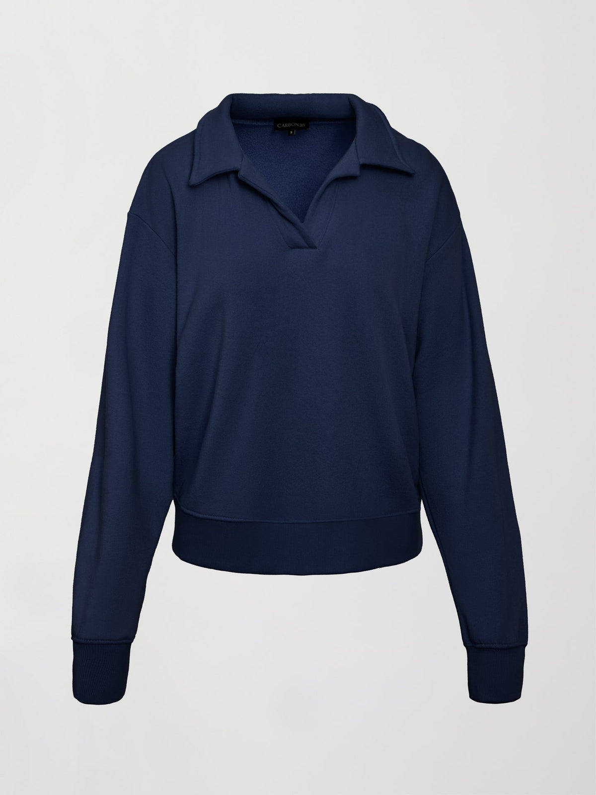 Johnny Collar Sweatshirt in French Terry - Navy Blazer