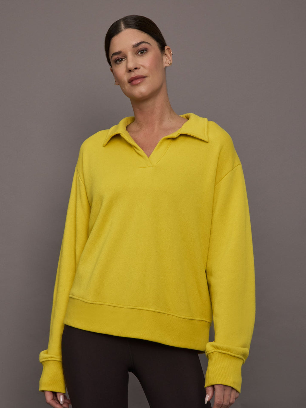 Johnny Collar Sweatshirt in French Terry - Mango Mint