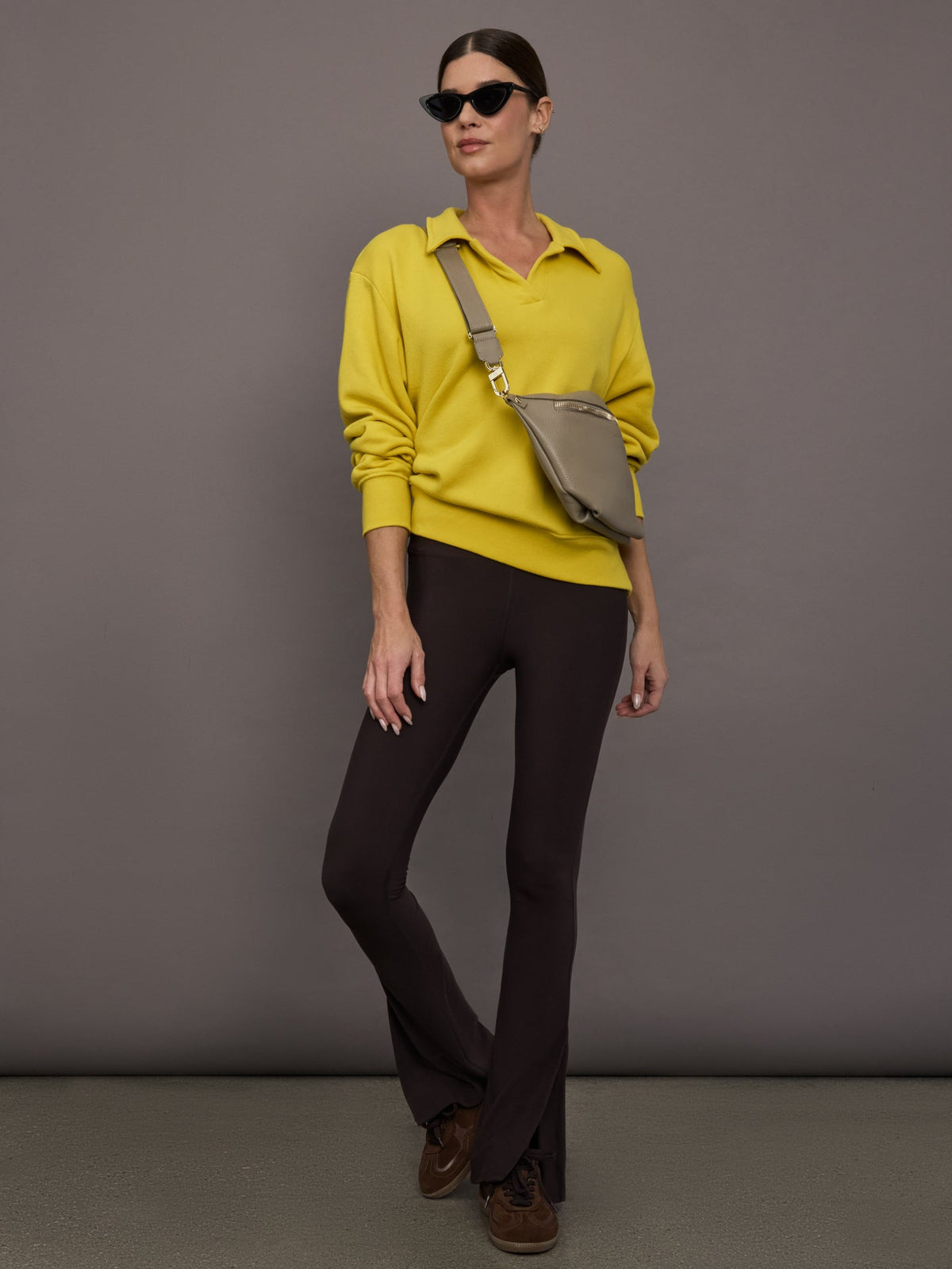 Johnny Collar Sweatshirt in French Terry - Mango Mint
