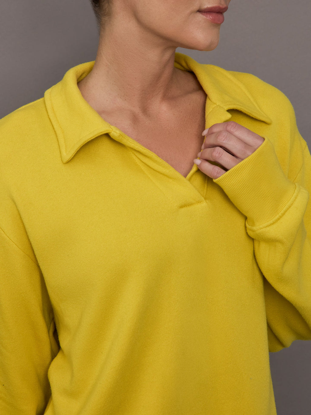 Johnny Collar Sweatshirt in French Terry - Mango Mint