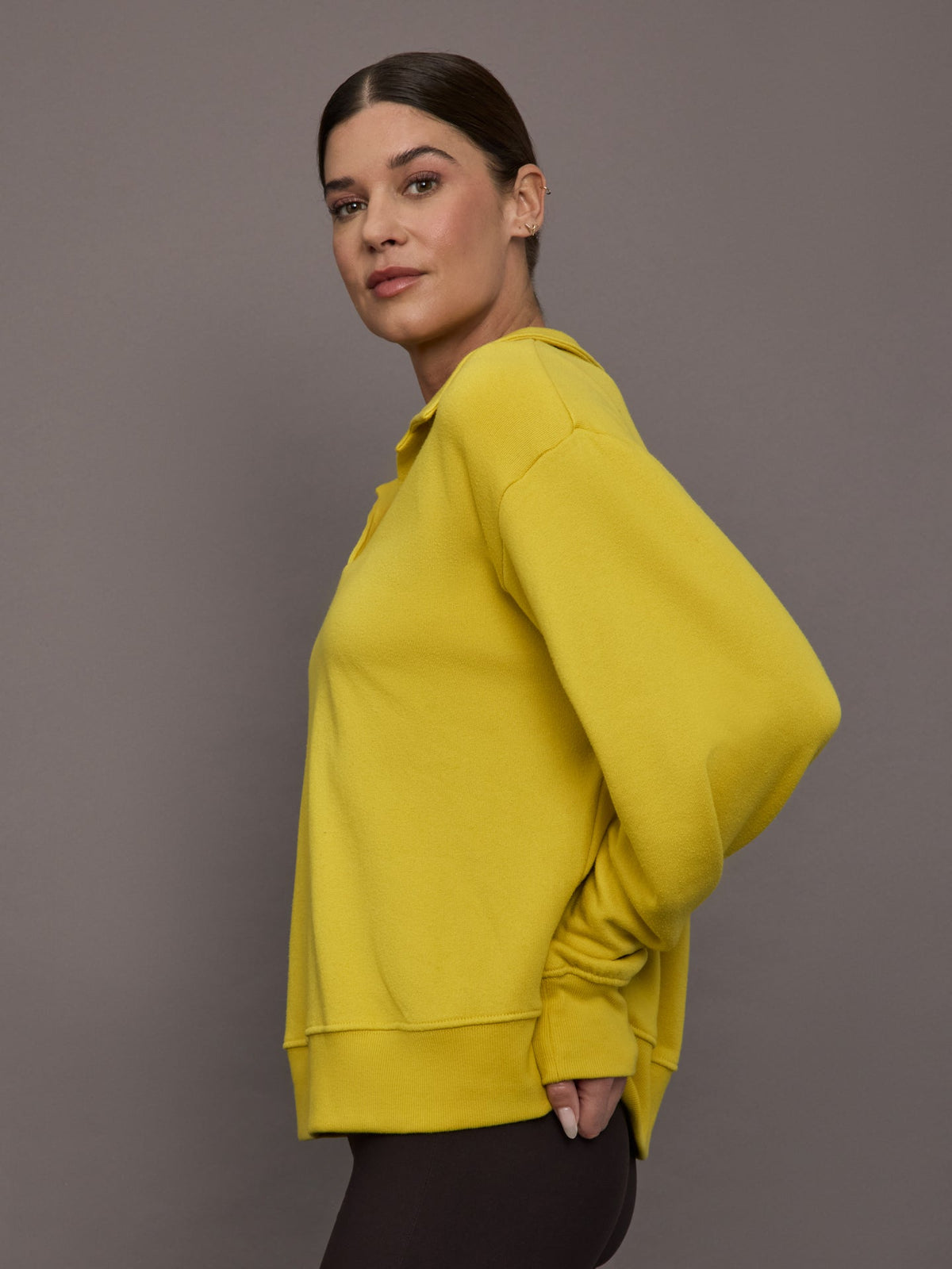 Johnny Collar Sweatshirt in French Terry - Mango Mint