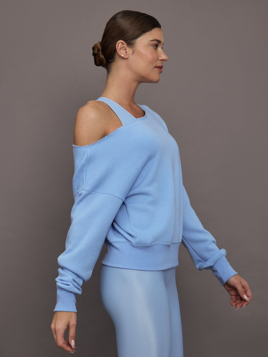 Off Shoulder Sweatshirt in French Terry - Serenity