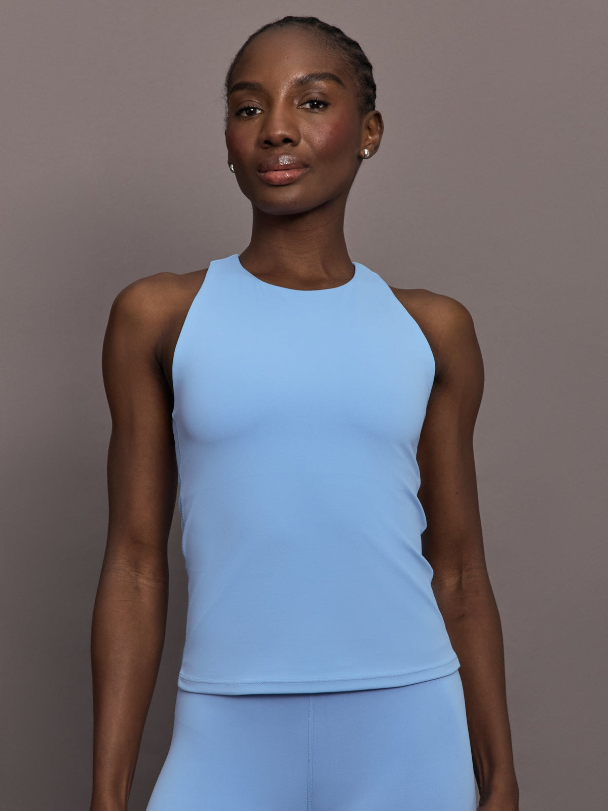 Racer High Neck Active Tank in Diamond Compression - Serenity