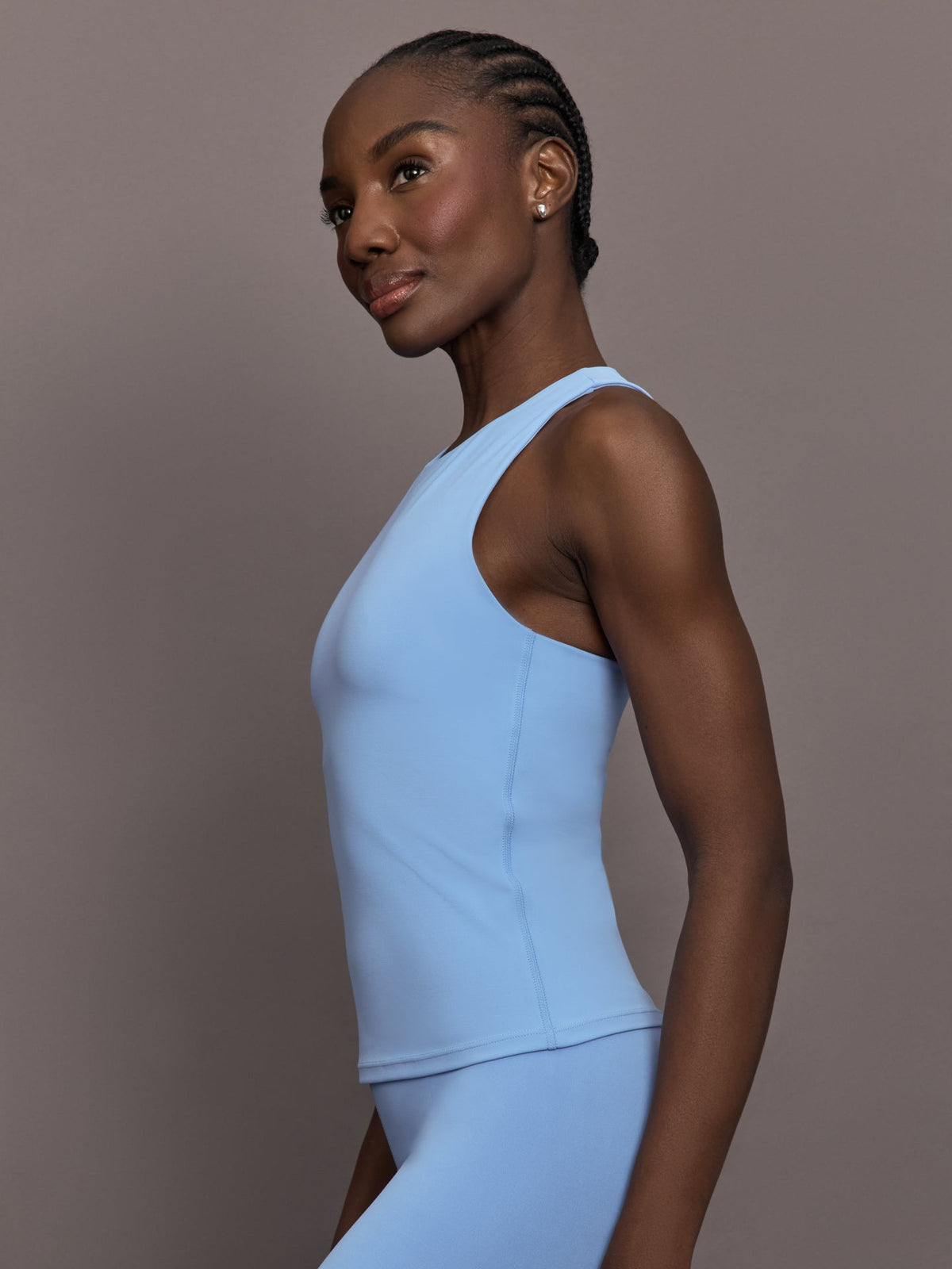Racer High Neck Active Tank in Diamond Compression - Serenity