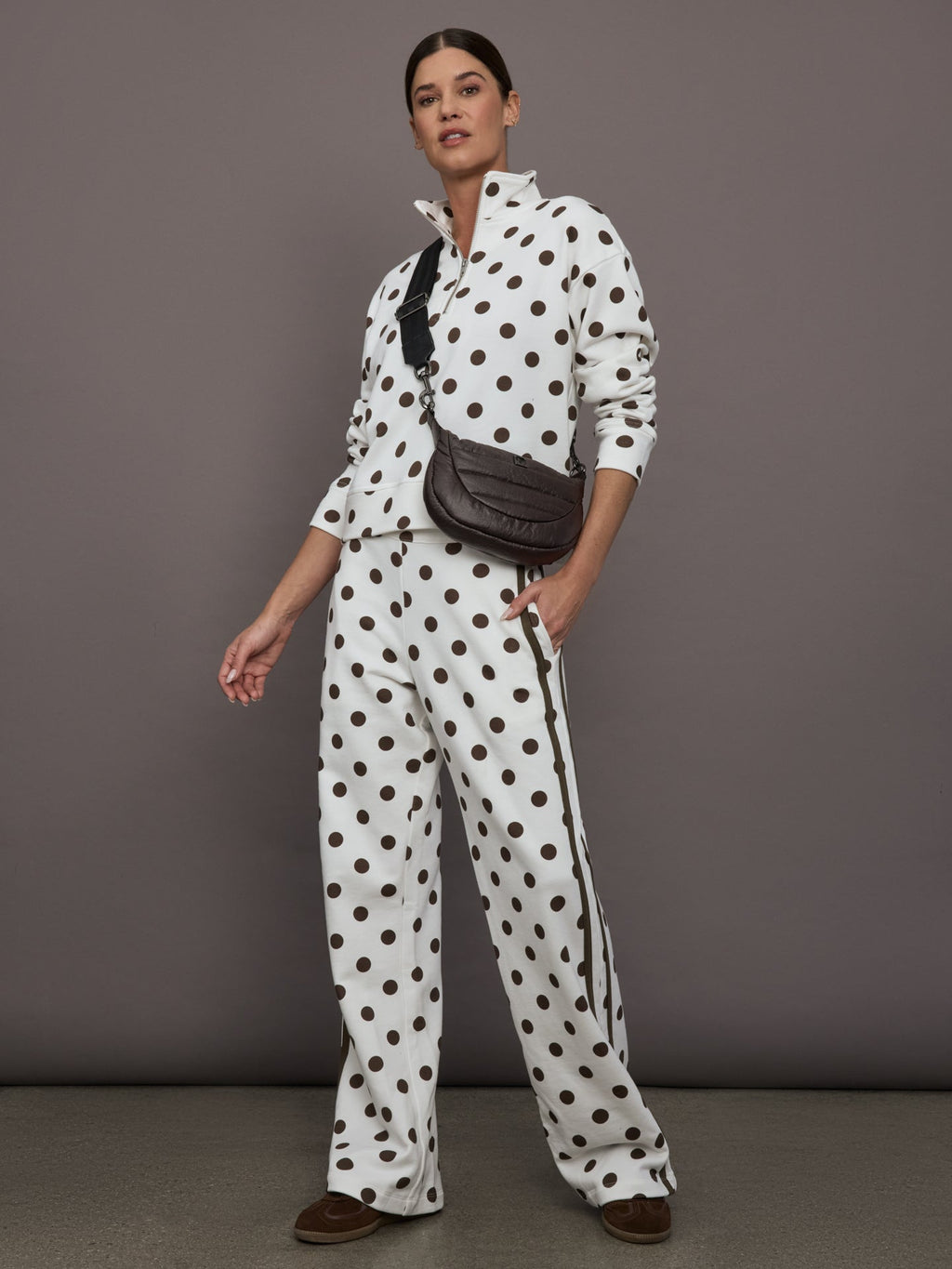 Polka Dot Half Zip - White/Carafe Polka Dot
