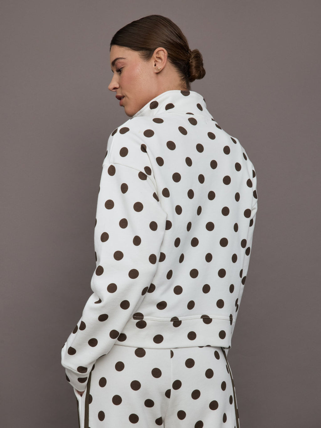 Polka Dot Half Zip - White/Carafe Polka Dot