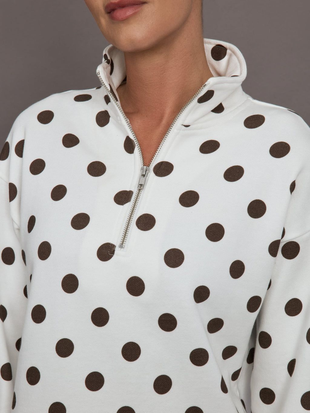 Polka Dot Half Zip - White/Carafe Polka Dot