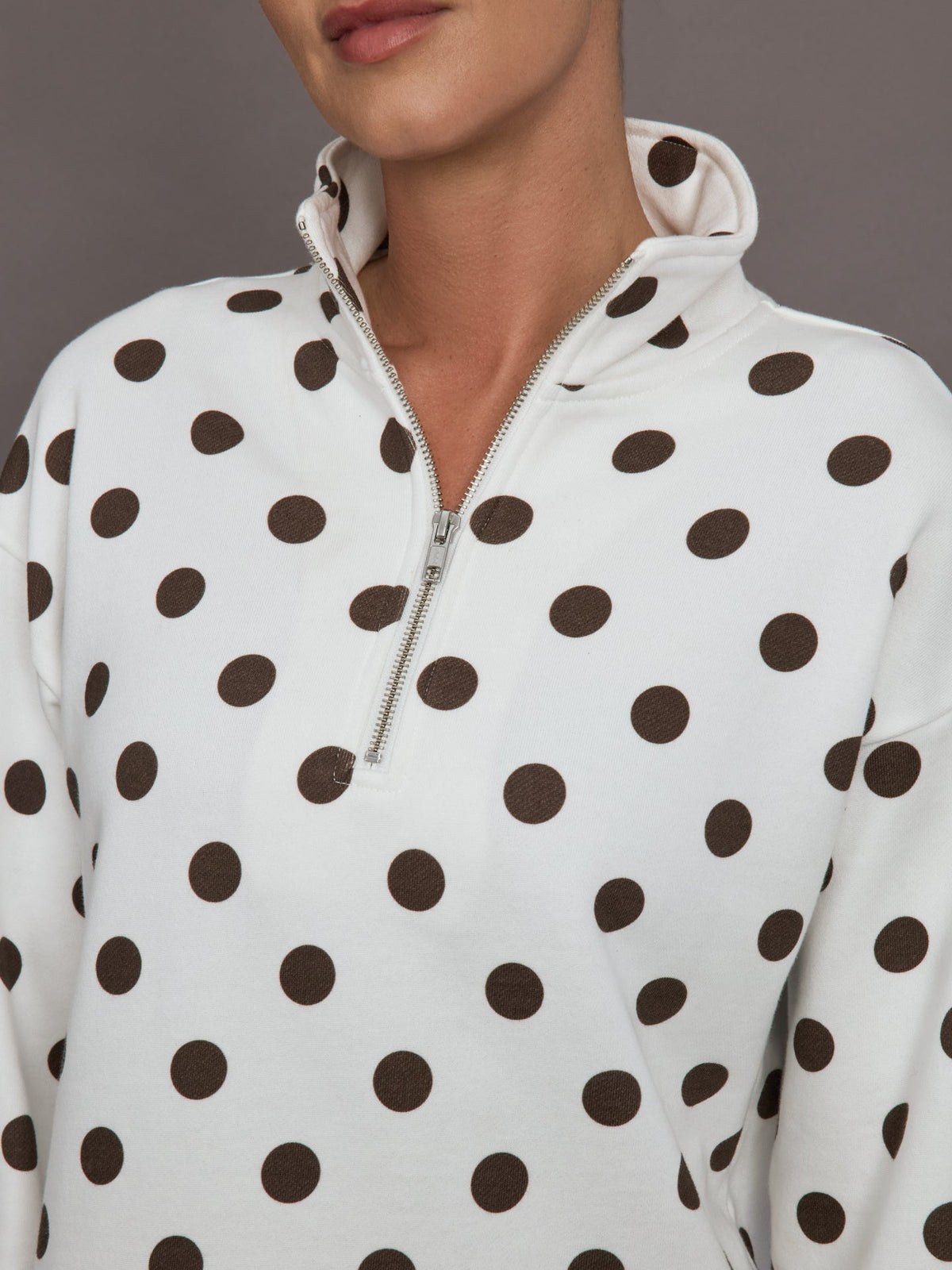 Polka Dot Half Zip - White/Carafe Polka Dot