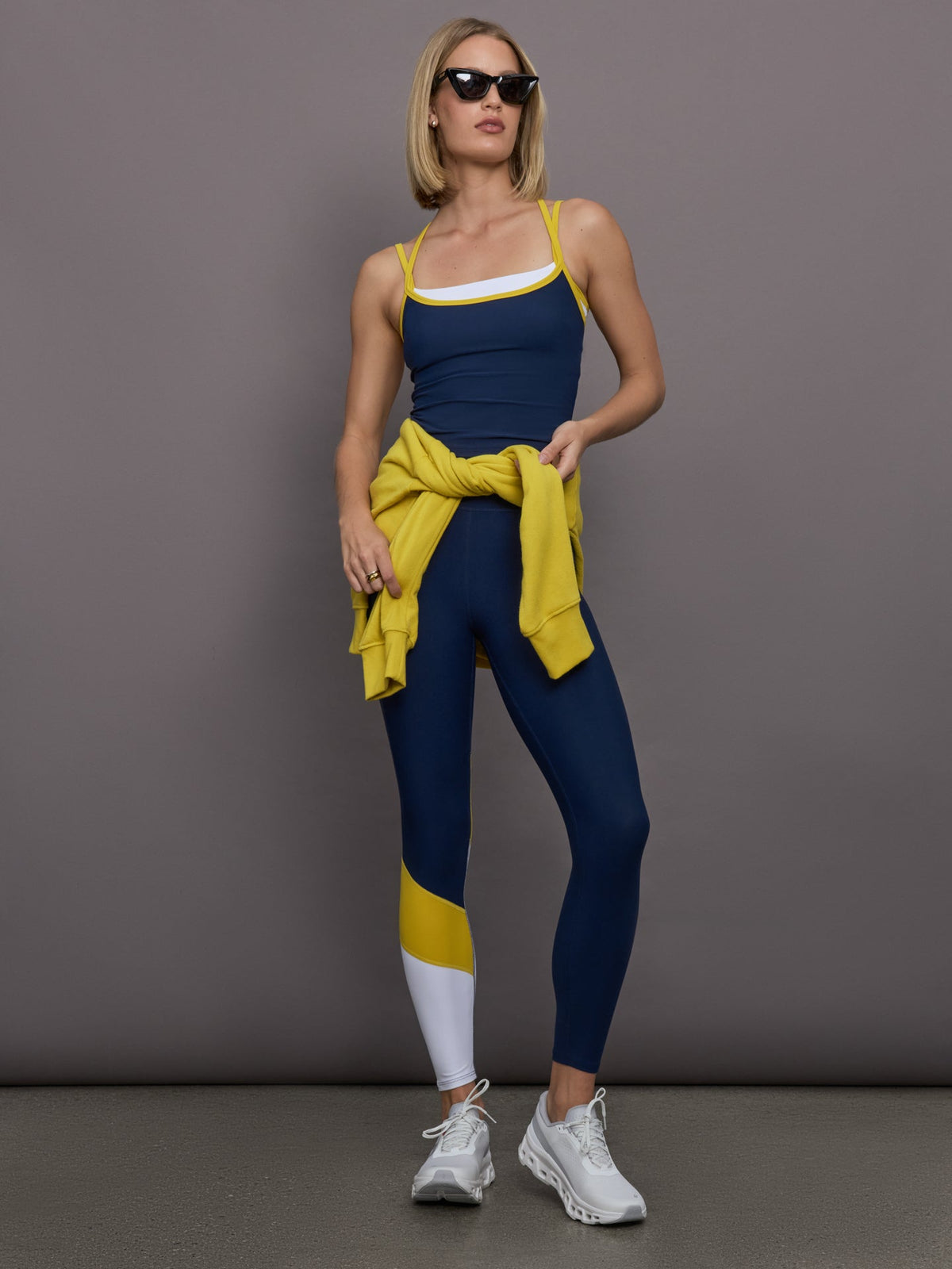 Double Layered Tank in Melt - Navy/Mango/White