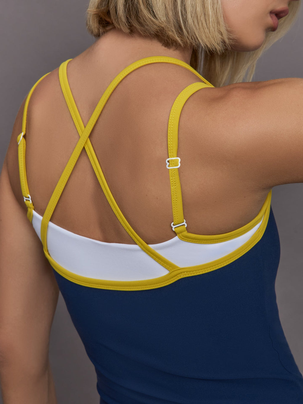 Double Layered Tank in Melt - Navy/Mango/White