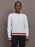 Banded Sweatshirt in French Terry - White with Black/White/Red