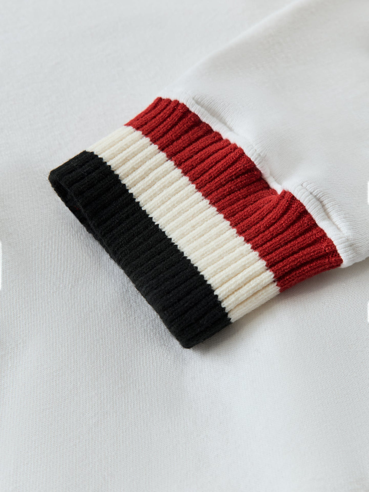 Banded Sweatshirt in French Terry - White with Black/White/Red