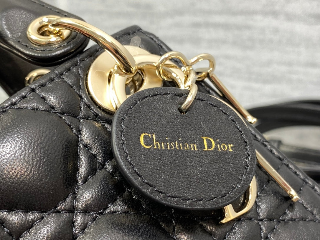 micro lady 12 black lambskin ghw