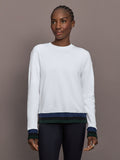 Banded Sweatshirt in French Terry - White with Navy/Black/Forest