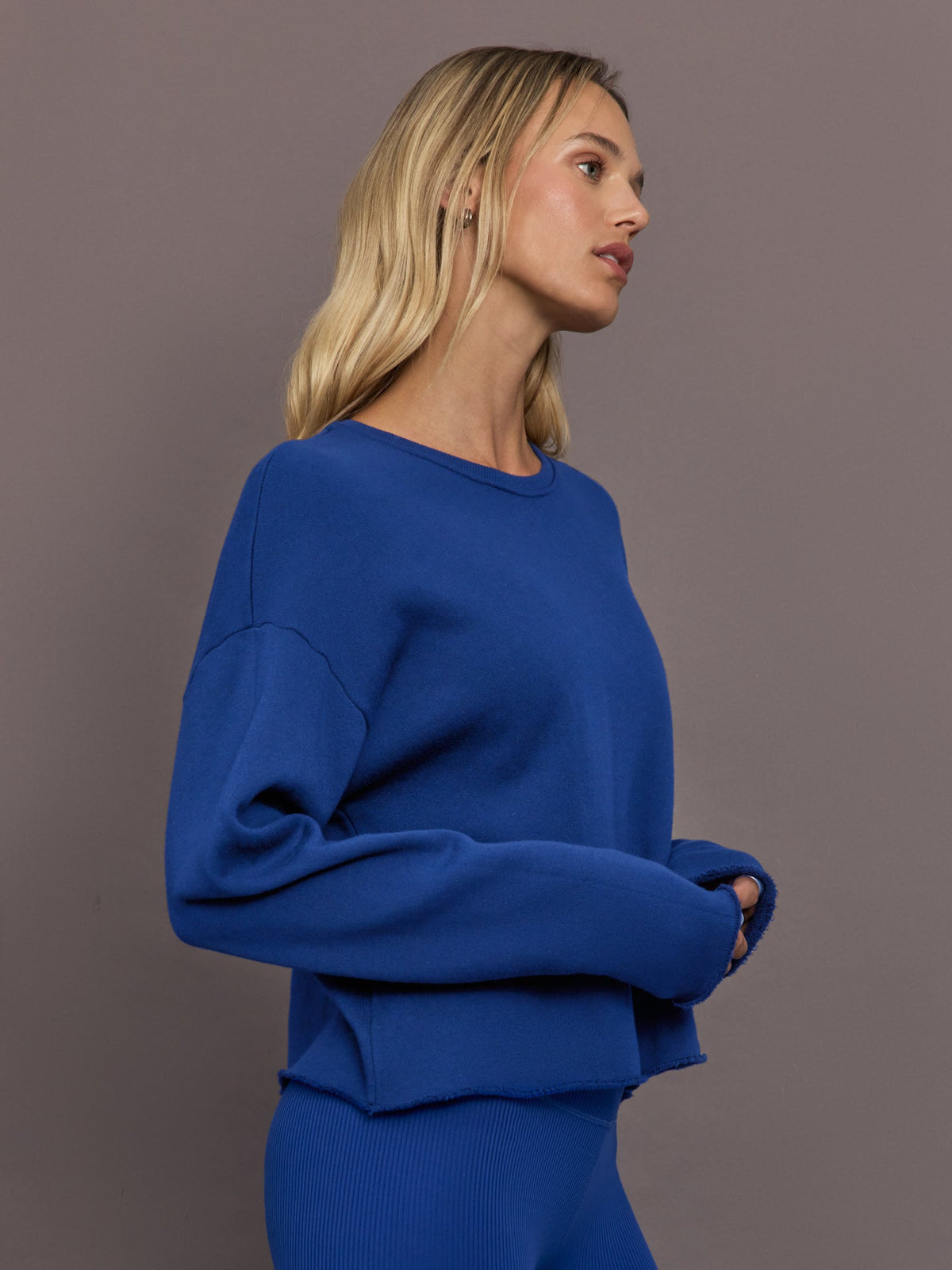 Crew Neck Sweatshirt in French Terry - Cobalt