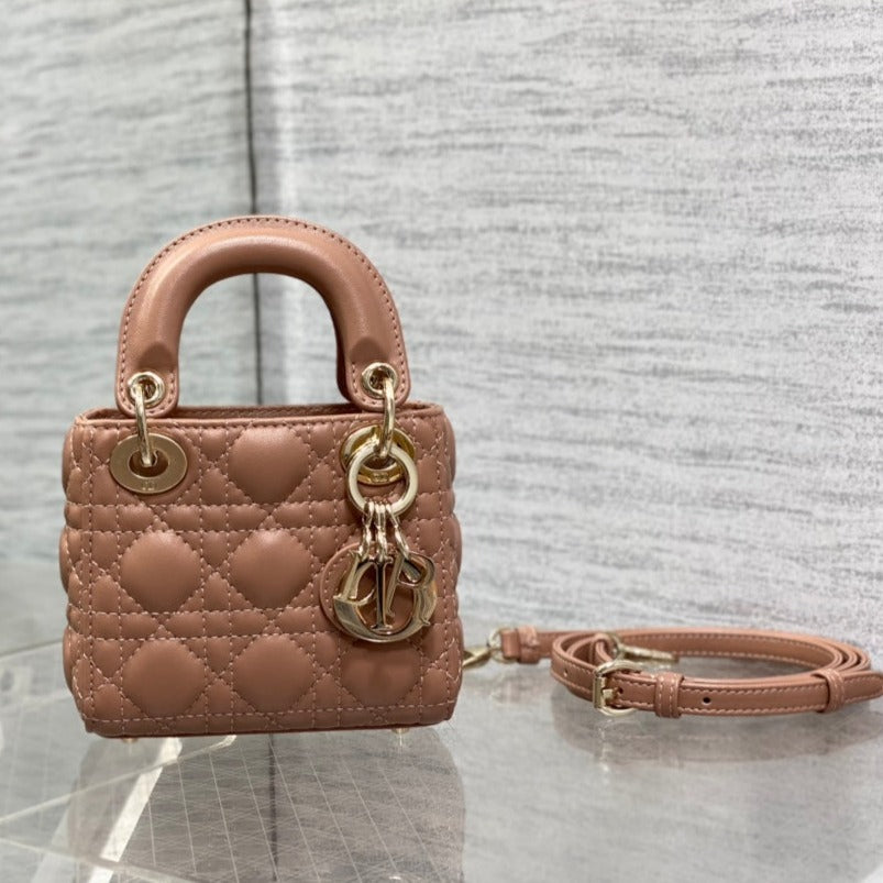 micro lady 12 pinkish brown lambskin ghw