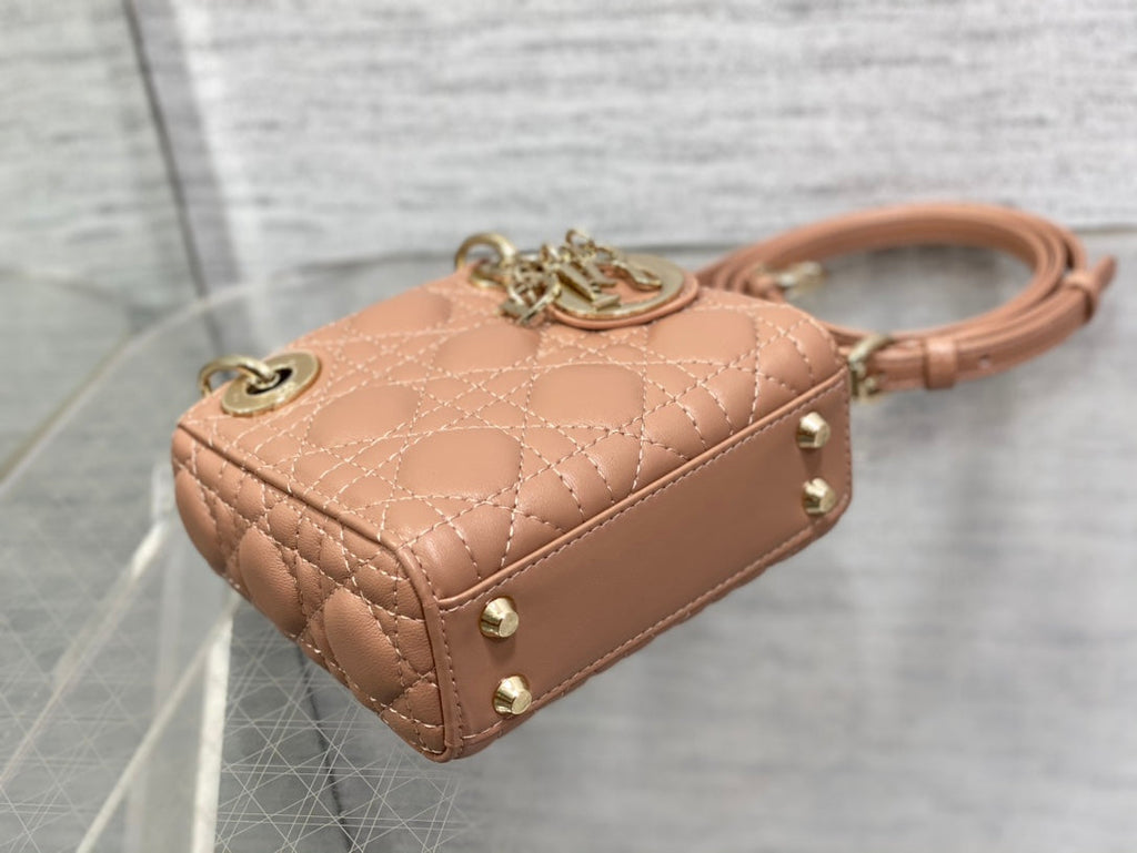 micro lady 12 pinkish brown lambskin ghw