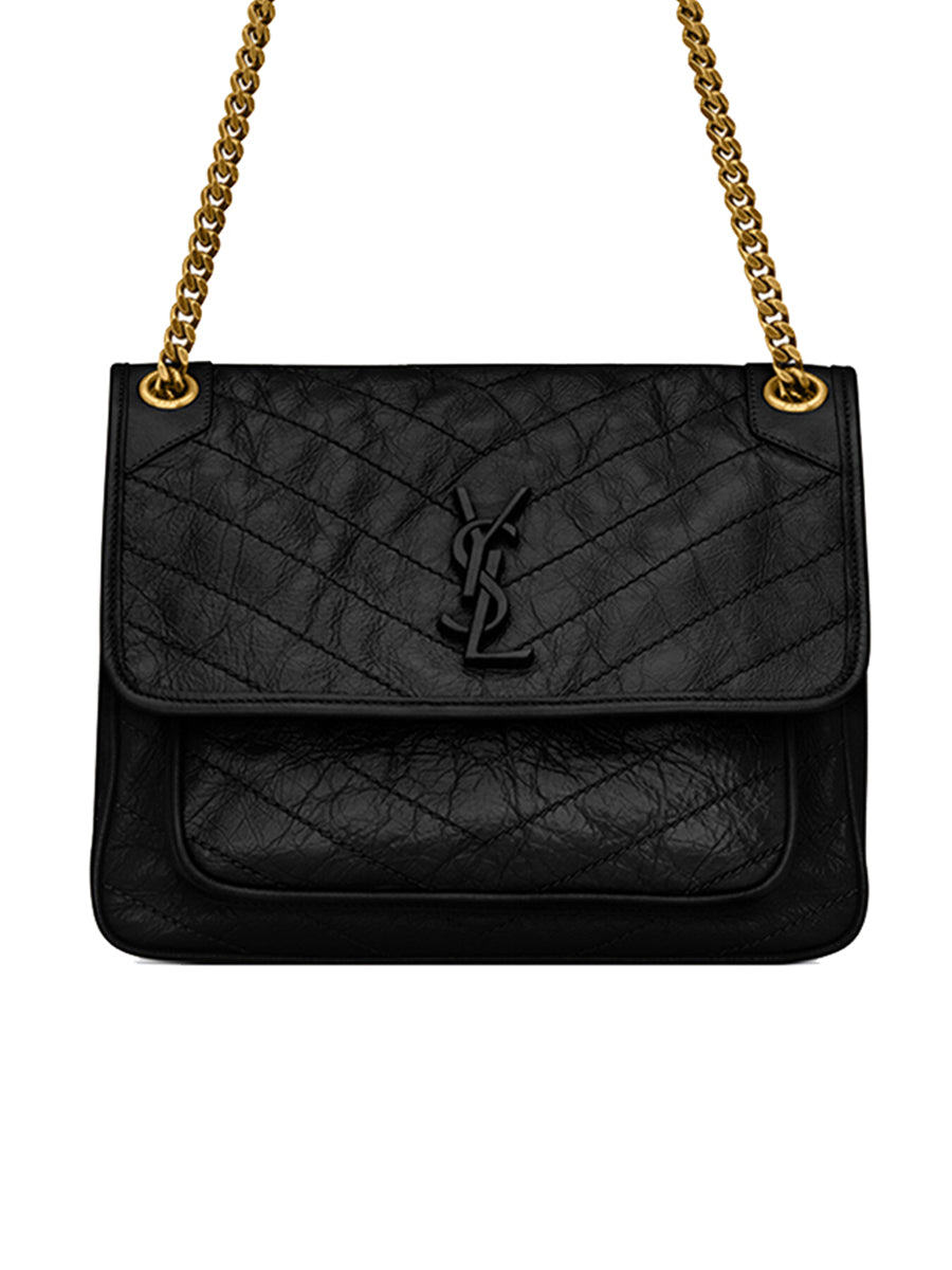 Y Niki Medium Chain Bag in Crinkled Vintage Leather