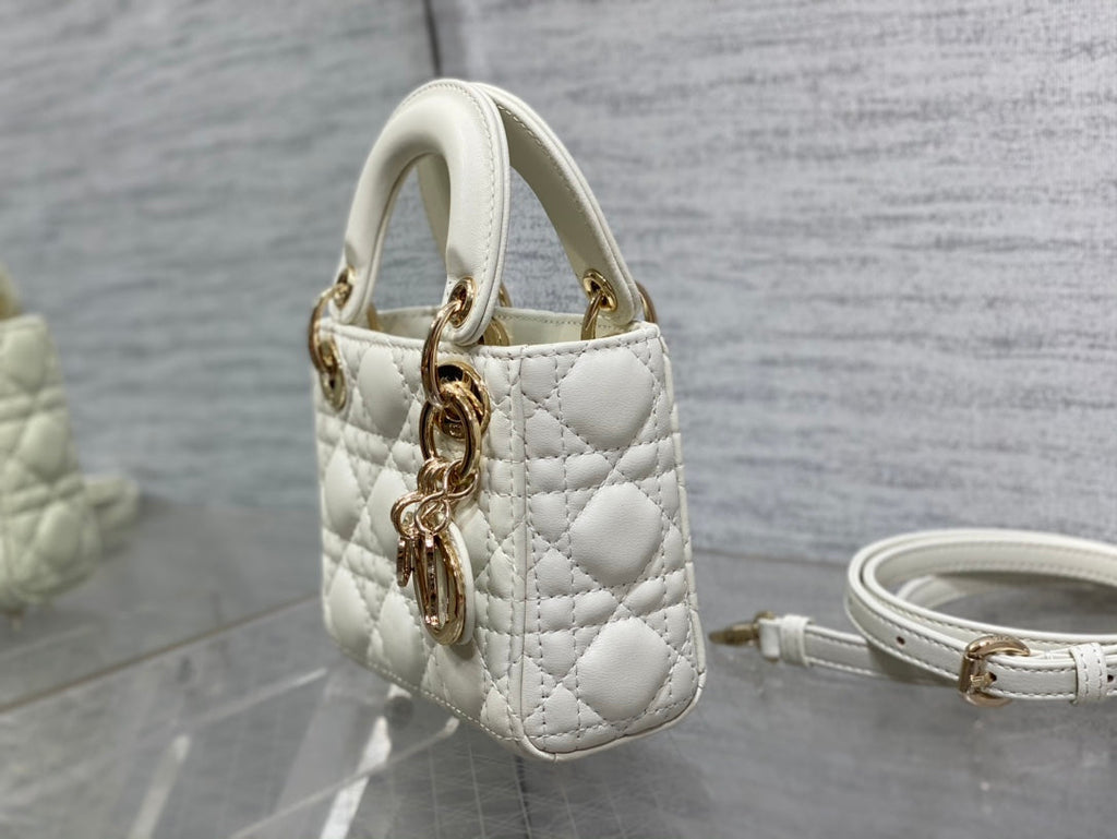 micro lady 12 white lambskin ghw