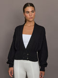 Nomia Ribbed Waist Cardigan - Black