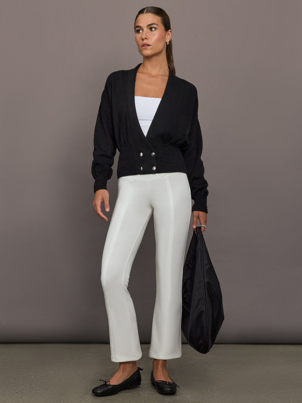 Nomia Ribbed Waist Cardigan - Black