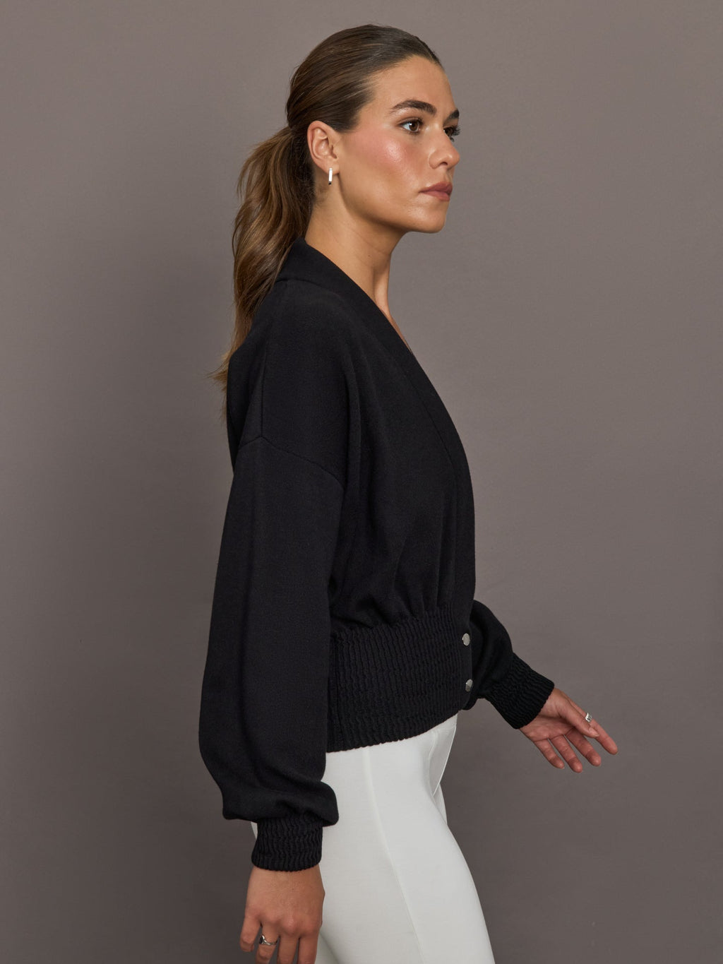 Nomia Ribbed Waist Cardigan - Black