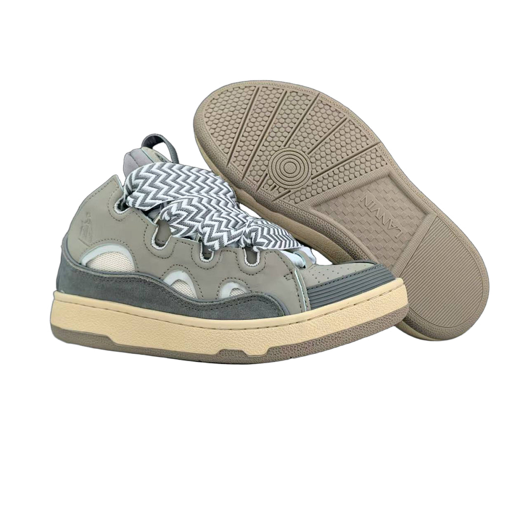 Lanvin Curb Sneakers 'Grey' - Tonal Chevron Laces