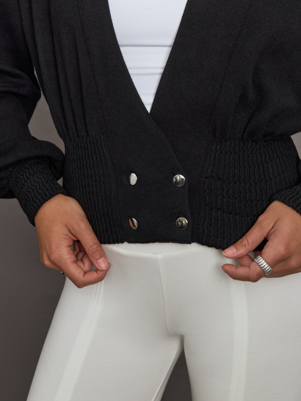 Nomia Ribbed Waist Cardigan - Black