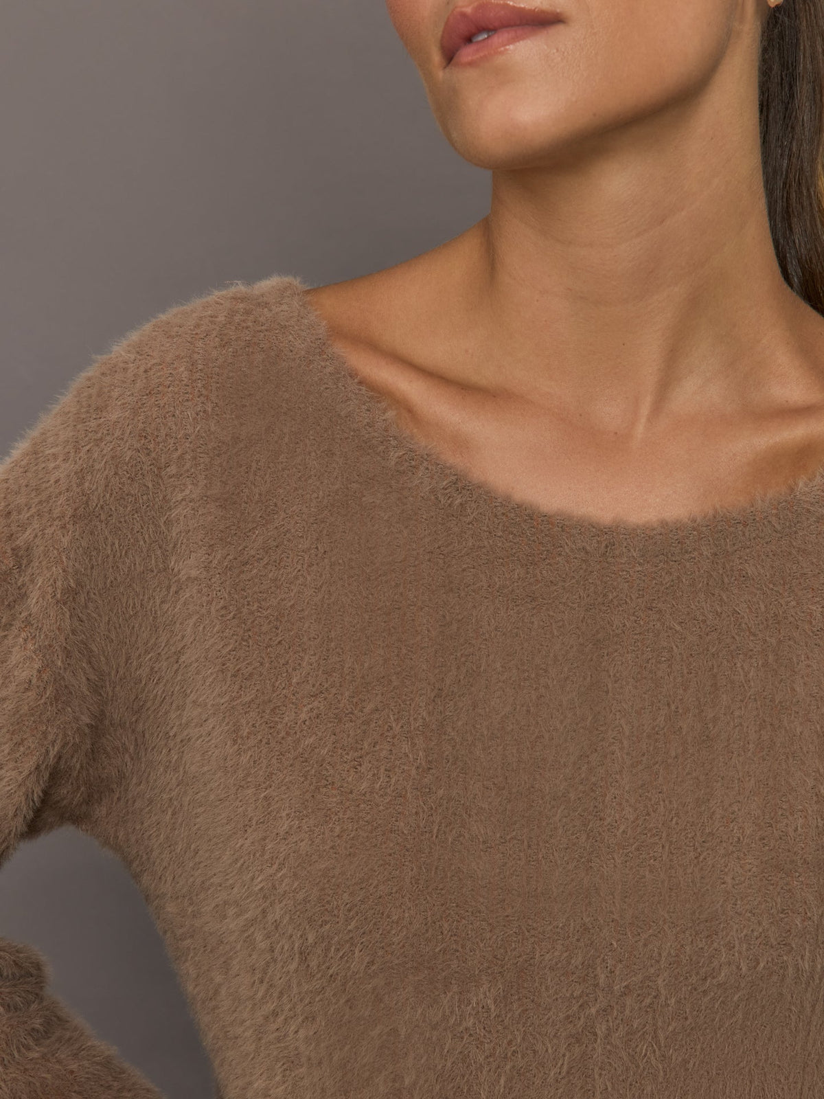 Carme Plush Lace Bell Sleeve Top - Cappuccino