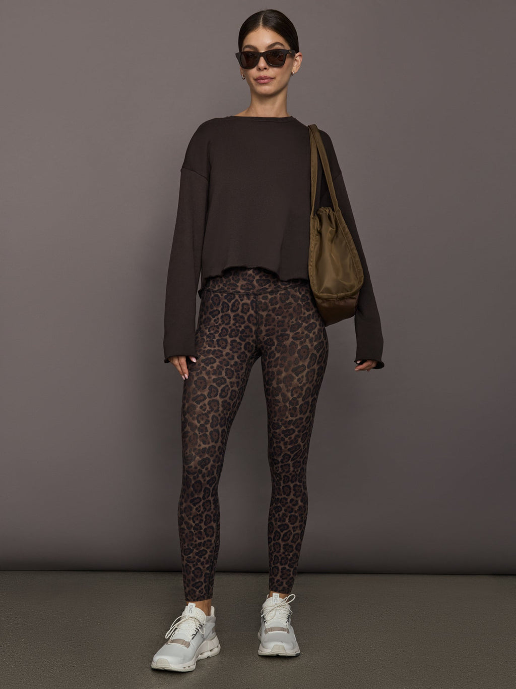 Crew Neck Sweatshirt in French Terry - Chocolate Torte