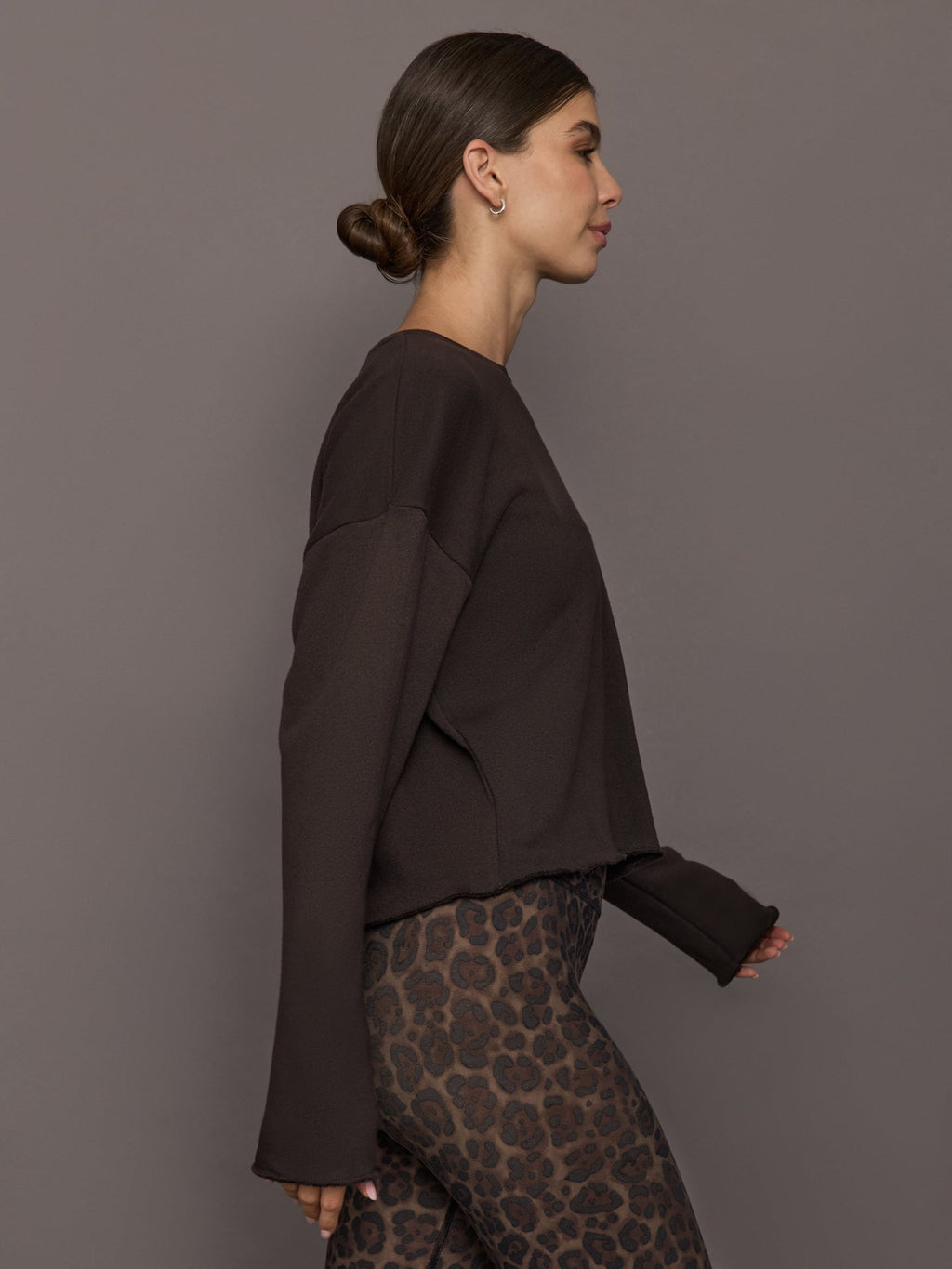 Crew Neck Sweatshirt in French Terry - Chocolate Torte