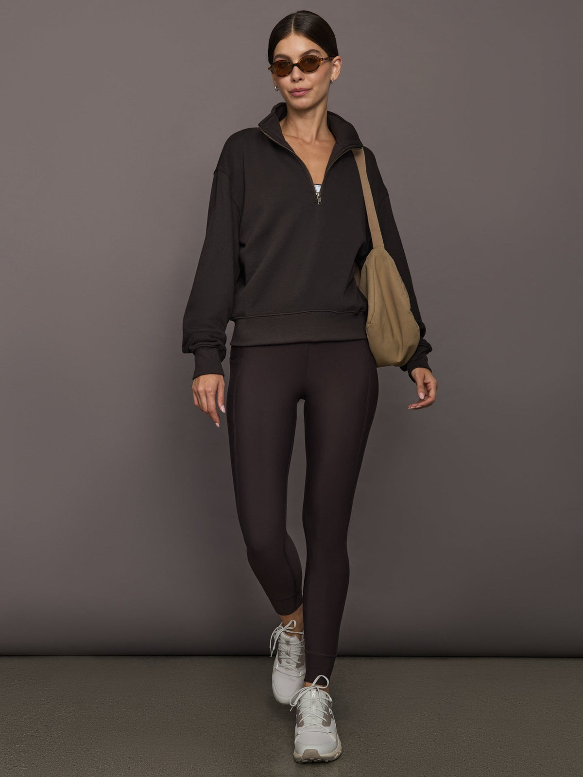 Half Zip Sweatshirt in French Terry - Chocolate Torte