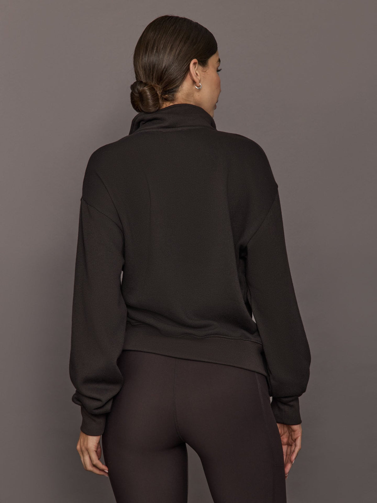 Half Zip Sweatshirt in French Terry - Chocolate Torte