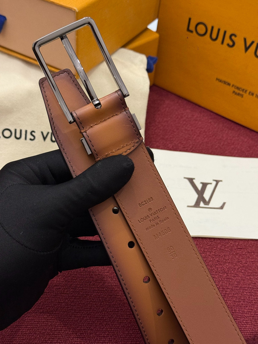Louis Vuitton Everyday Pin 35MM Belt Patina Gradient Brown