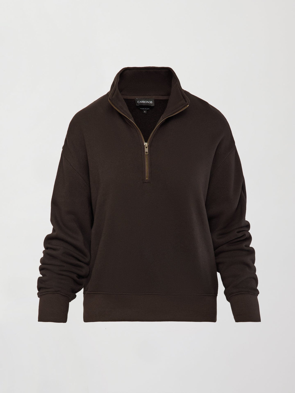 Half Zip Sweatshirt in French Terry - Chocolate Torte