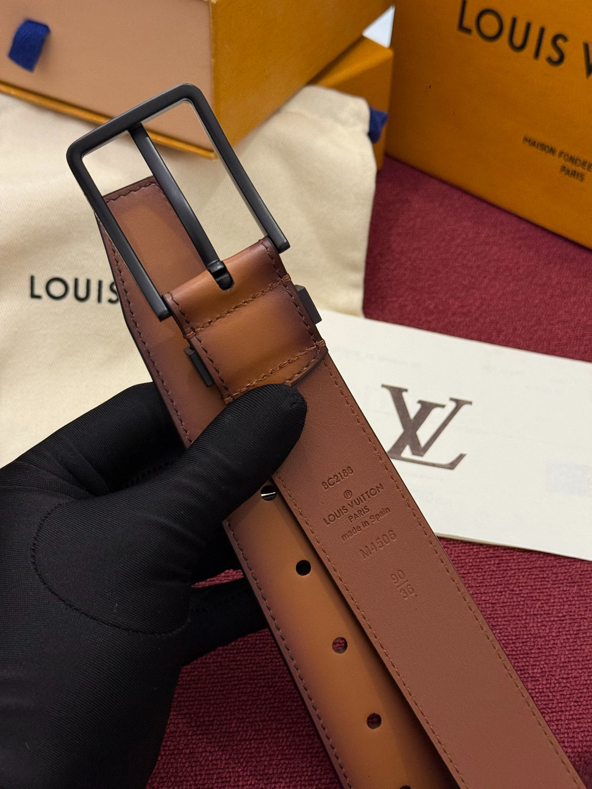Louis Vuitton Everyday Pin 35MM Belt Patina Gradient Brown