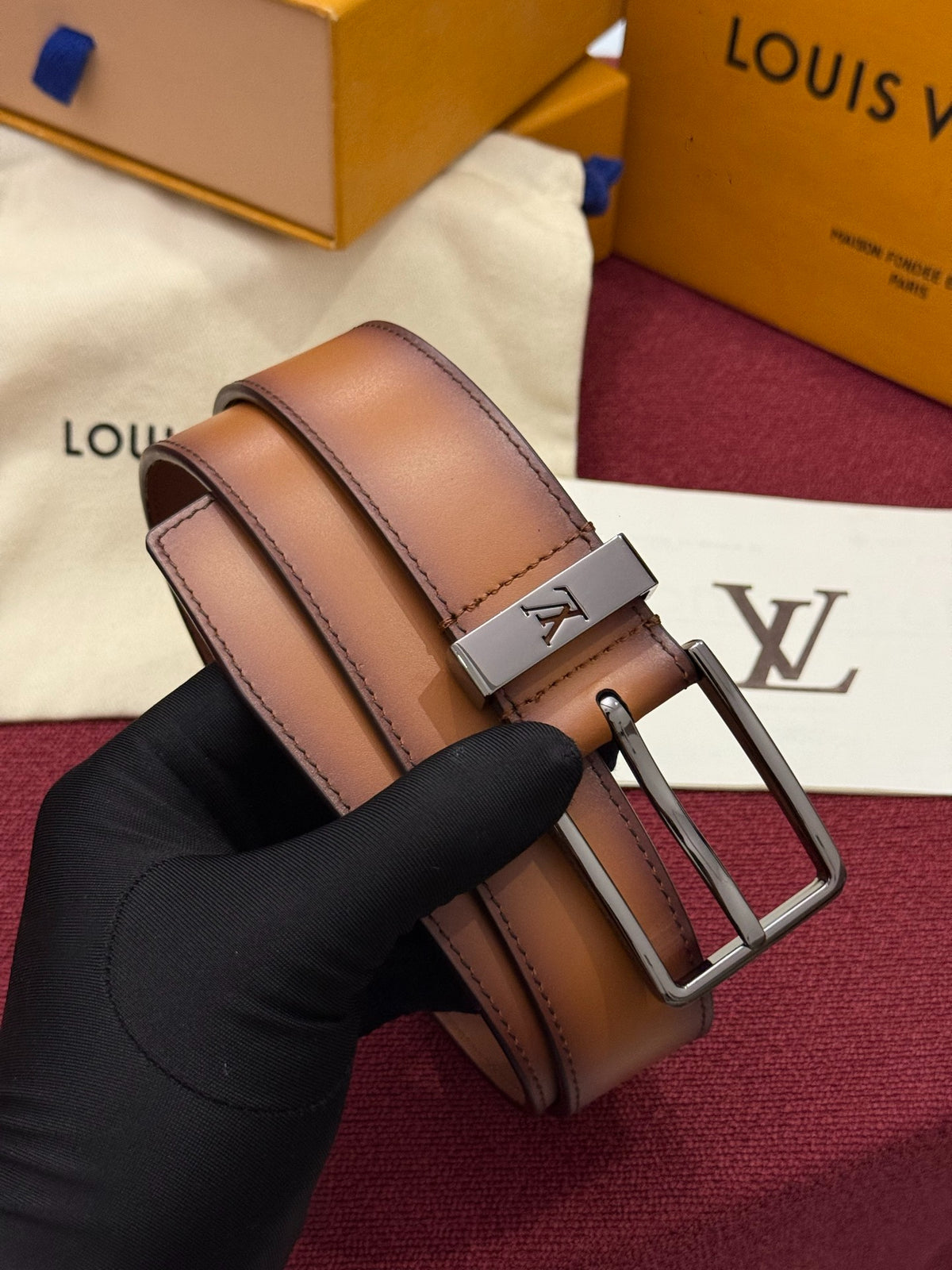 Louis Vuitton Everyday Pin 35MM Belt Patina Gradient Brown