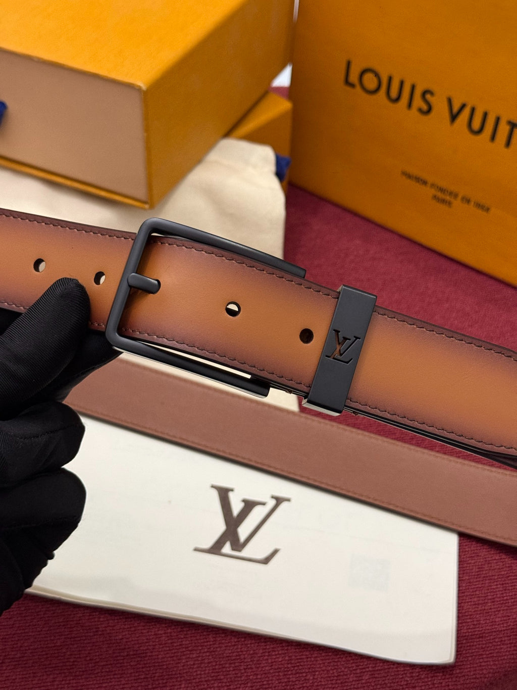 Louis Vuitton Everyday Pin 35MM Belt Patina Gradient Brown