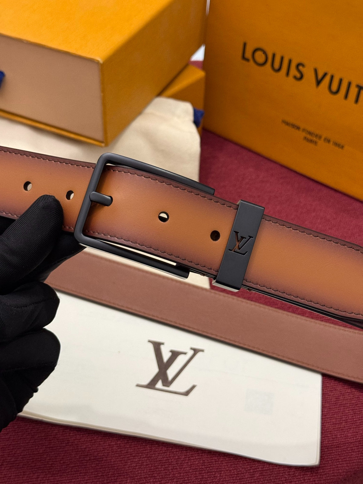 Louis Vuitton Everyday Pin 35MM Belt Patina Gradient Brown