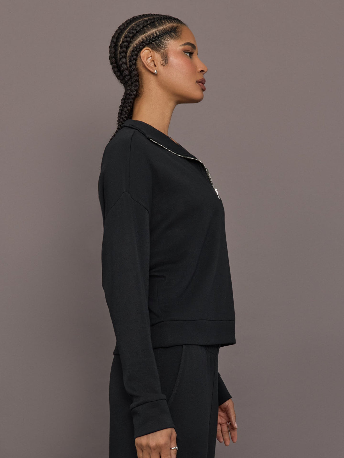 Half Zip Pullover in Interlock - Black