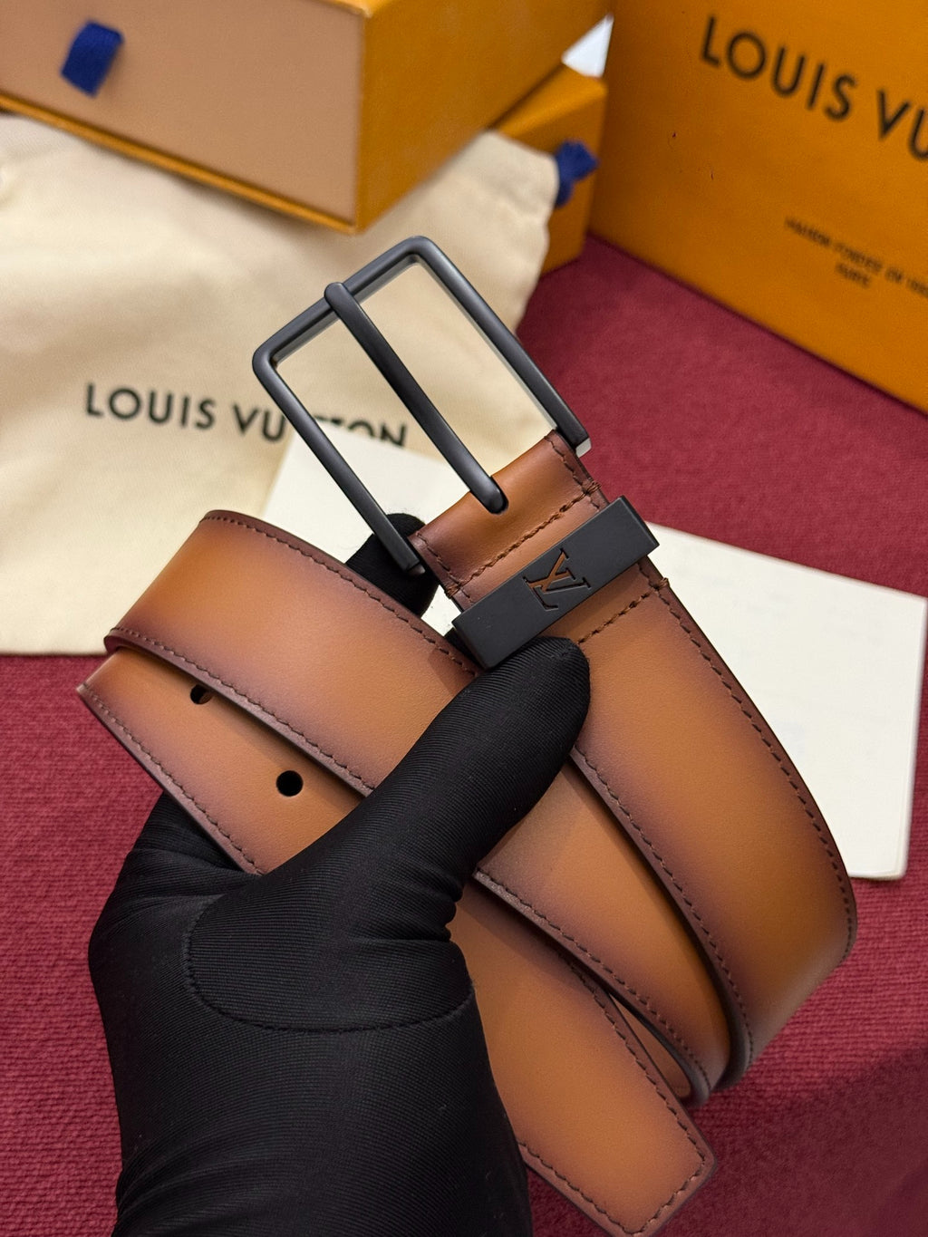 Louis Vuitton Everyday Pin 35MM Belt Patina Gradient Brown