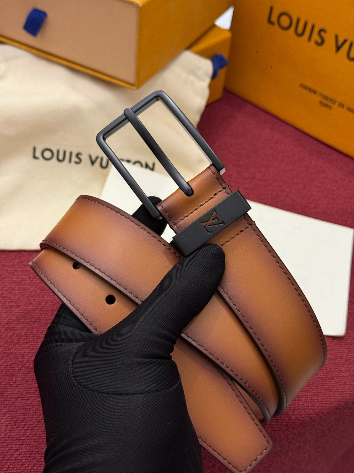 Louis Vuitton Everyday Pin 35MM Belt Patina Gradient Brown