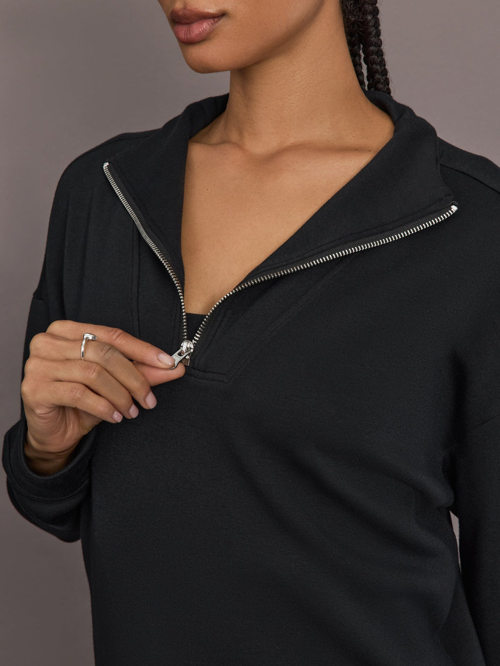 Half Zip Pullover in Interlock - Black