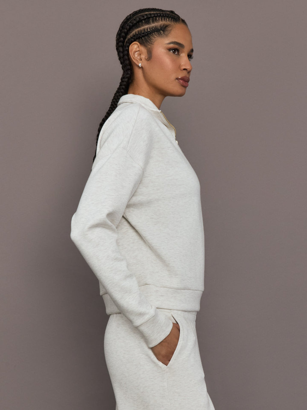 Half Zip Pullover in Interlock - Moonbeam