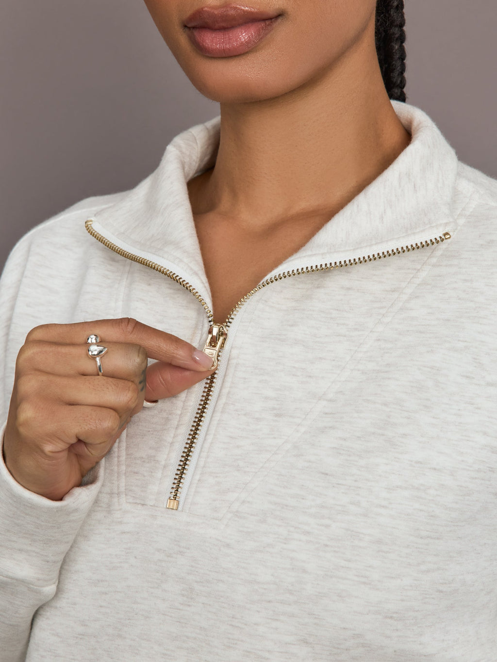 Half Zip Pullover in Interlock - Moonbeam