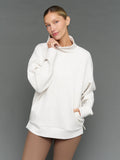 Mock Neck Pullover in Interlock  - Moonbeam Heather
