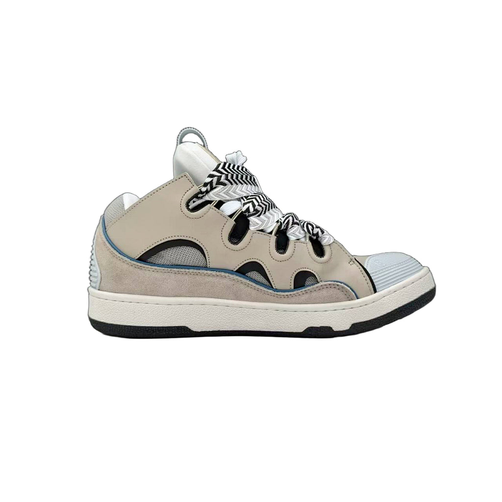 Lanvin Curb Sneakers 'Light Grey' - Black/White Chevron Laces